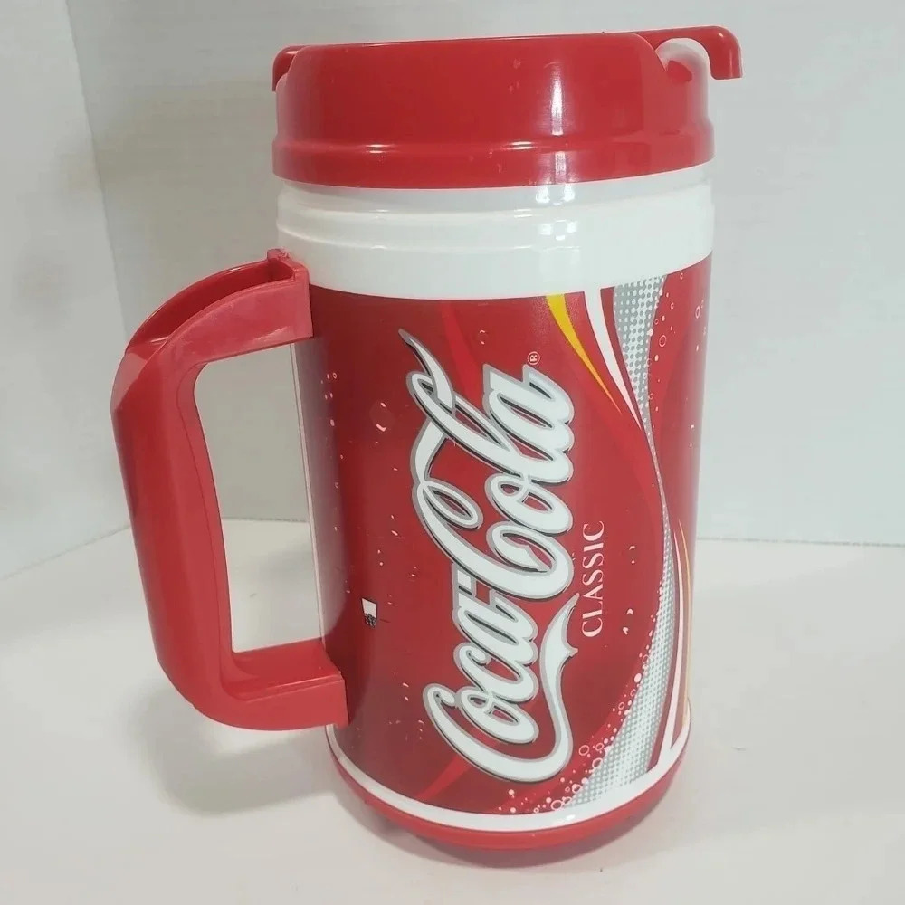 Vintage Whirley Red Coca-Cola Classic Travel Mug.